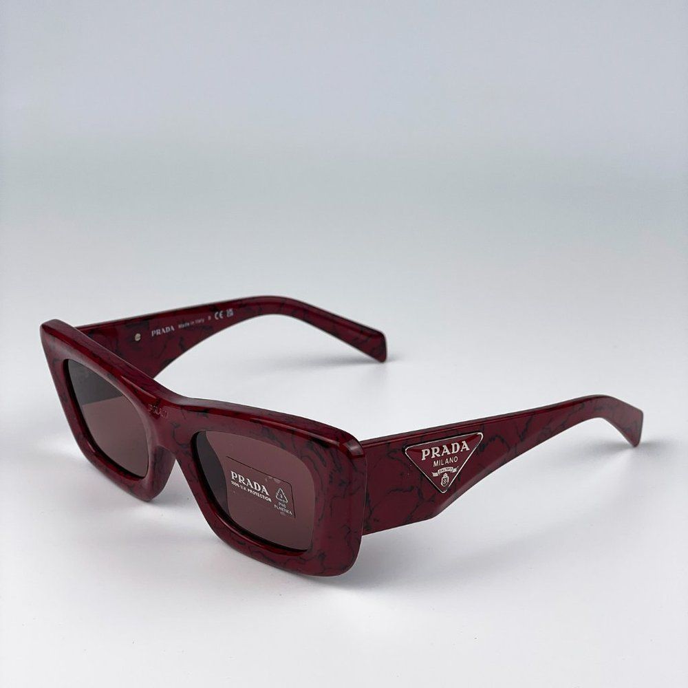 Prada PR13ZS 15D08S Sunglasses Etruscan Marble Red Dark Violet Cat Eye Women - Picture 11 of 15